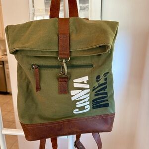 Upcycled Green Cotton Canvas Maya Backpack